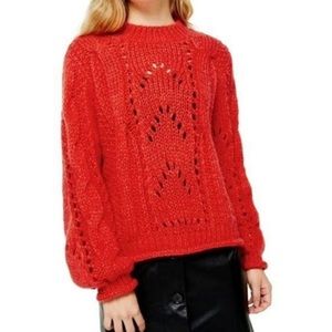 Topshop Shell Knit Balloon Sleeve Sweater NWT
